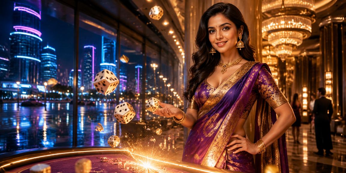 An India dice game neon sign for casino entertainment