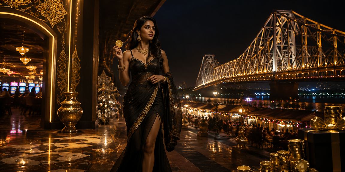 Night view of Kolkata market representing online casino entertainment